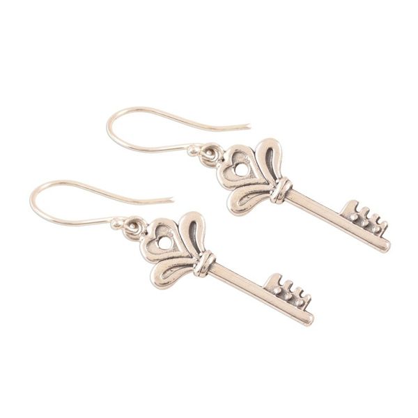 Alternate image for Sterling Silver Key Dangle Earrings from India Powerful Keys