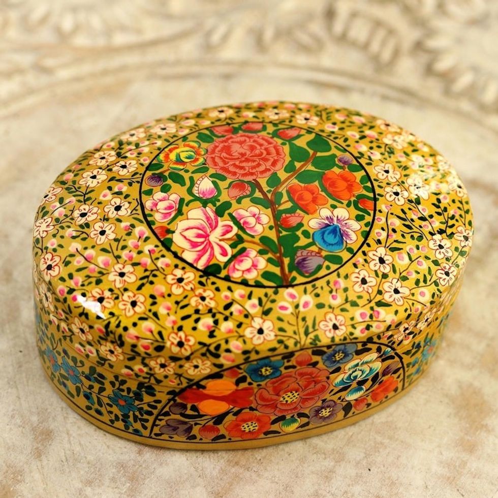 Handmade Papier Mache Decorative Box from India 'Kashmir Essence'