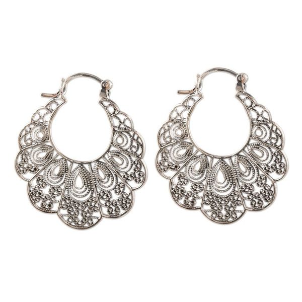 Alternate image for Lacy Filigree Sterling Silver Hoop Earrings Sweet Frills