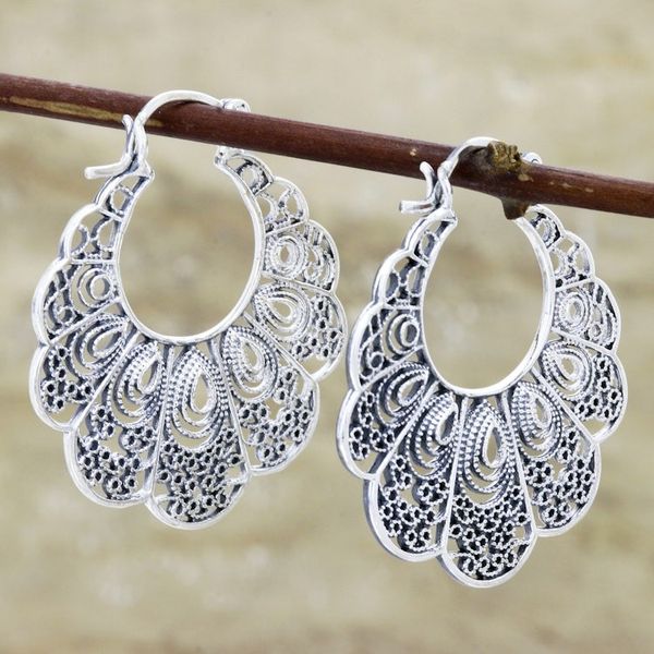 Alternate image for Lacy Filigree Sterling Silver Hoop Earrings Sweet Frills