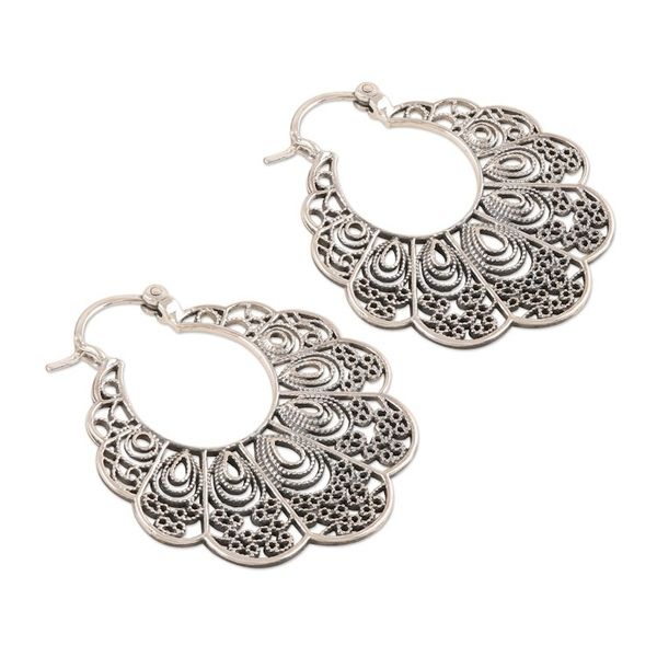 Alternate image for Lacy Filigree Sterling Silver Hoop Earrings Sweet Frills