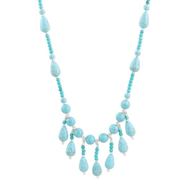 Alternate image for Calcite Gemstone Beaded Waterfall Necklace from India Blue Rapids