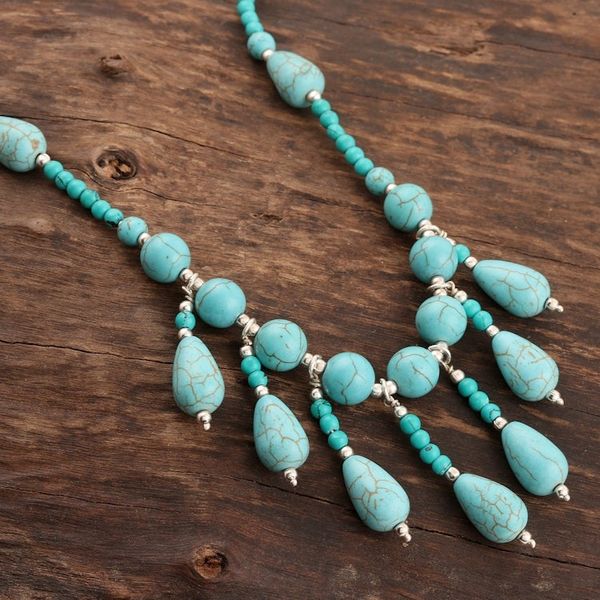 Alternate image for Calcite Gemstone Beaded Waterfall Necklace from India Blue Rapids