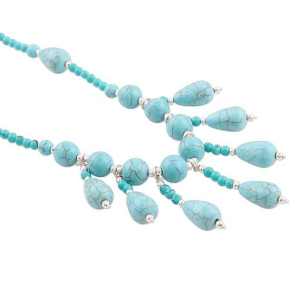 Alternate image for Calcite Gemstone Beaded Waterfall Necklace from India Blue Rapids