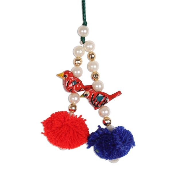 Alternate image for Vibrant Bird-Themed Wood Beaded Ornaments Set of 4 Vibrant Song
