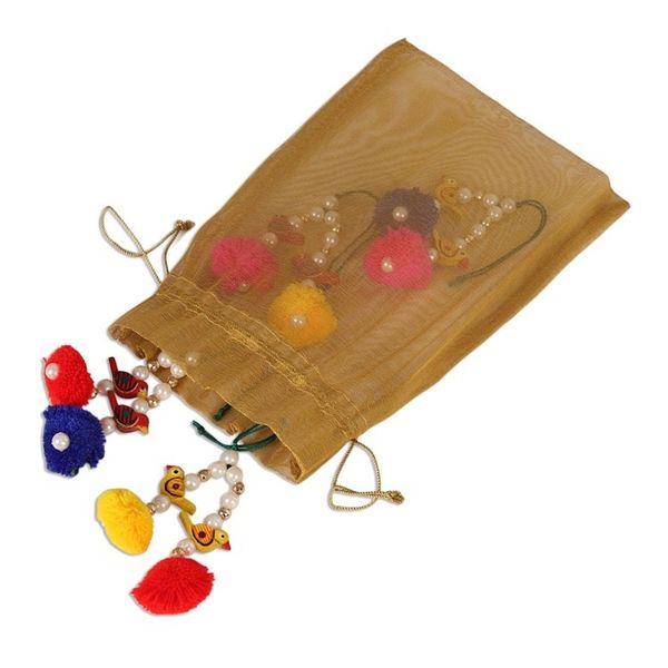 Alternate image for Vibrant Bird-Themed Wood Beaded Ornaments Set of 4 Vibrant Song