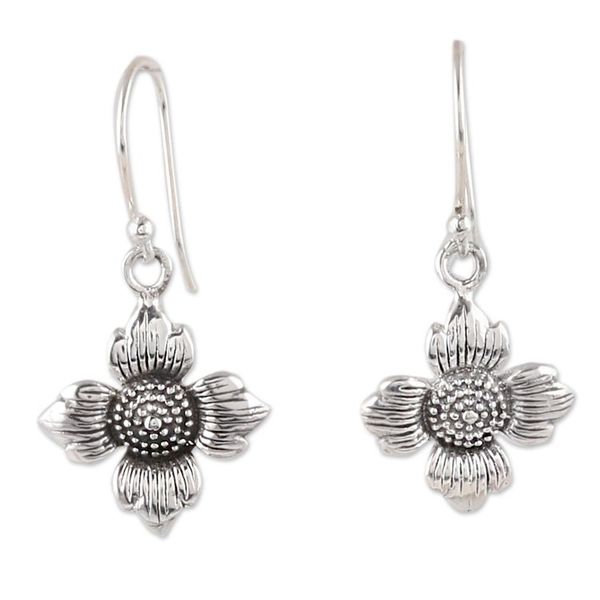 Alternate image for Floral Sterling Silver Dangle Earrings from Indai Floral Eternity
