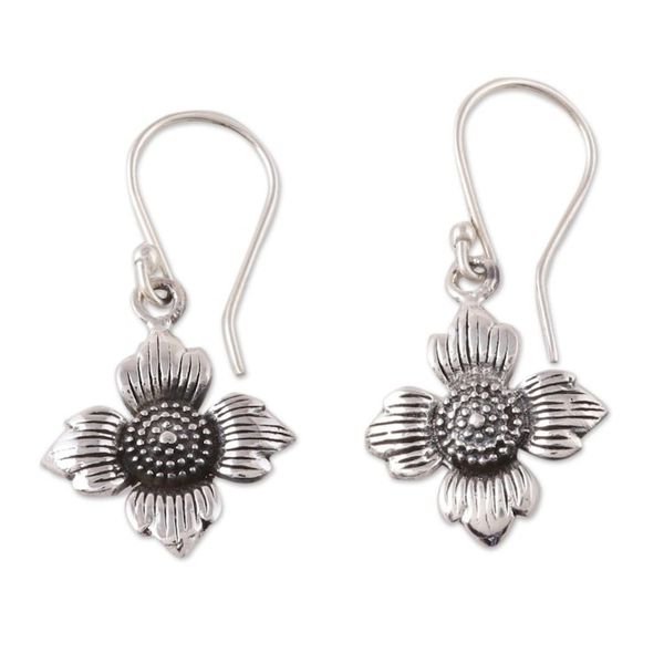 Alternate image for Floral Sterling Silver Dangle Earrings from Indai Floral Eternity
