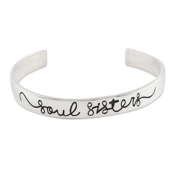 Alternate image for Hand Crafted Sterling Silver Cuff Bracelet Soul Sisters