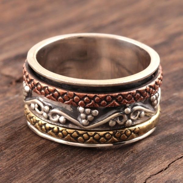 Alternate image for Sterling Silver Spinner Ring with Brass and Copper Classic Union