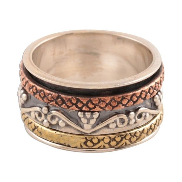 Alternate image for Sterling Silver Spinner Ring with Brass and Copper Classic Union