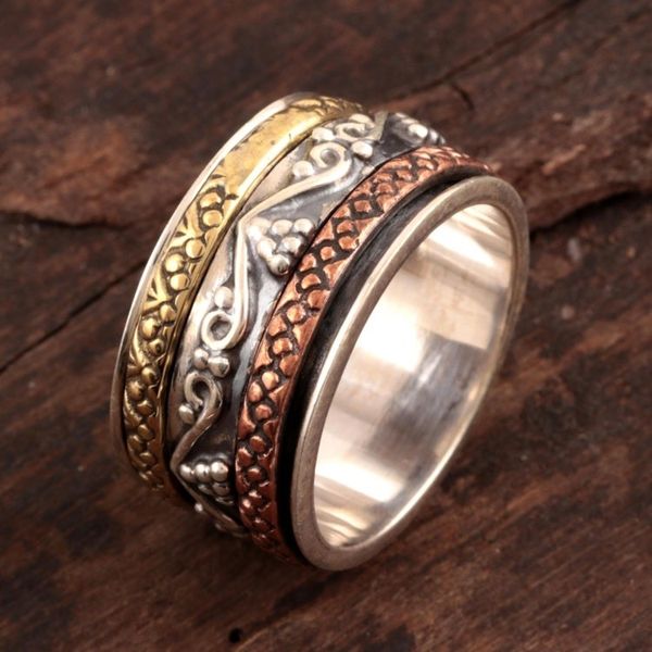 Alternate image for Sterling Silver Spinner Ring with Brass and Copper Classic Union