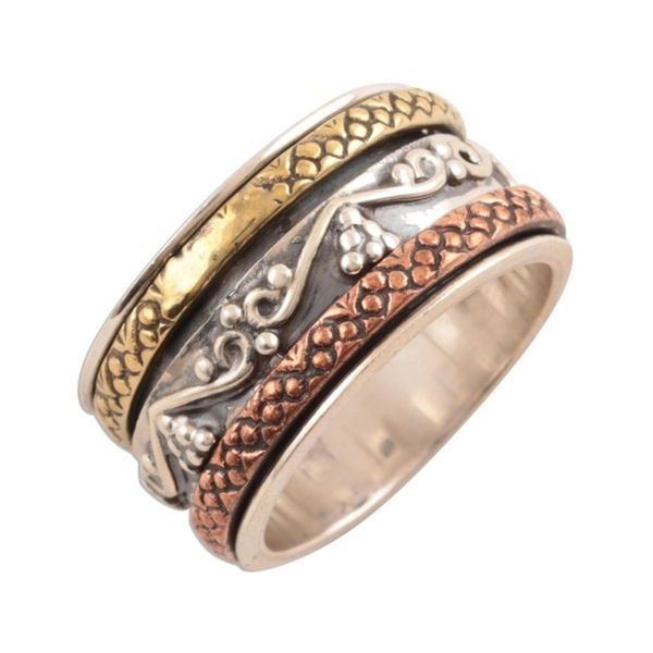 Alternate image for Sterling Silver Spinner Ring with Brass and Copper Classic Union