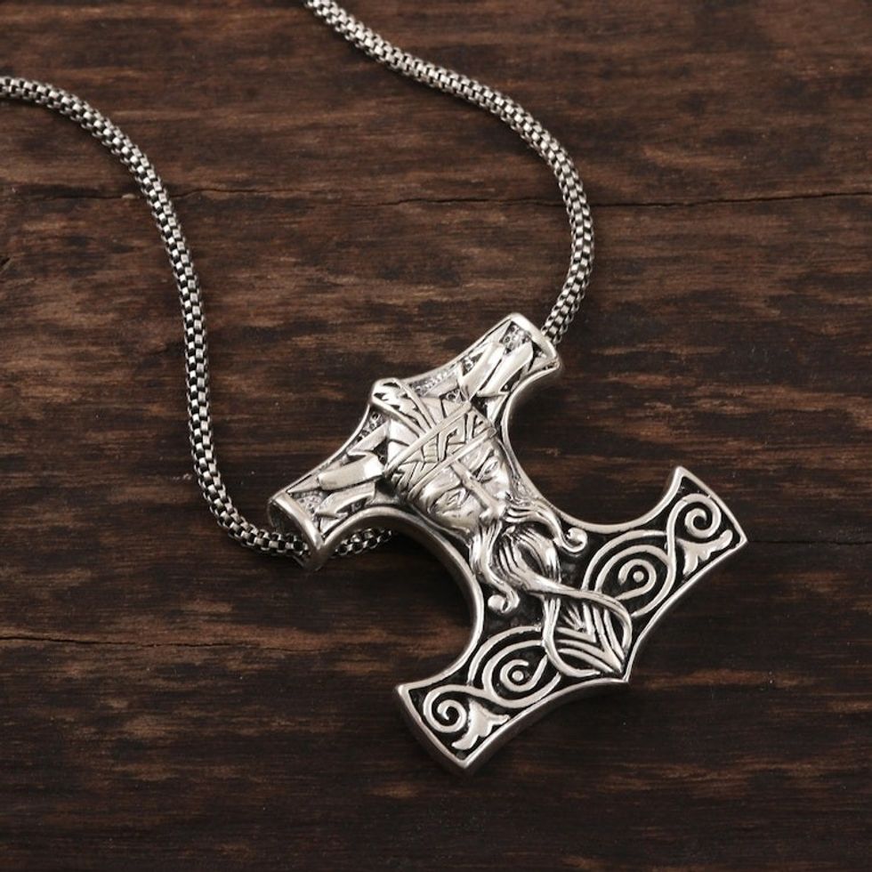 Men's Thor's Hammer Necklace in Sterling Silver 'Thor's Hammer'