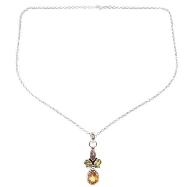 Alternate image for Multi-Gemstone Pendant Necklace from India Petal Play
