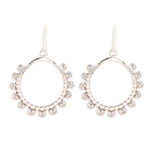 Alternate image for Sterling Silver Loop Dangle Earrings Crafted in India Bubbly Loops