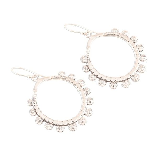 Alternate image for Sterling Silver Loop Dangle Earrings Crafted in India Bubbly Loops