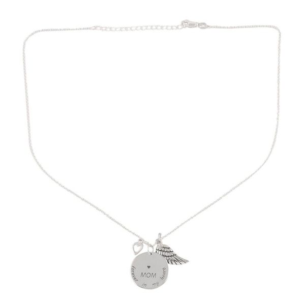 Alternate image for Mother Themed Sterling Silver Pendant Necklace Forever In My Heart