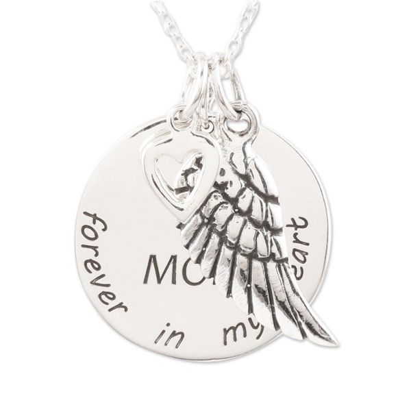 Alternate image for Mother Themed Sterling Silver Pendant Necklace Forever In My Heart