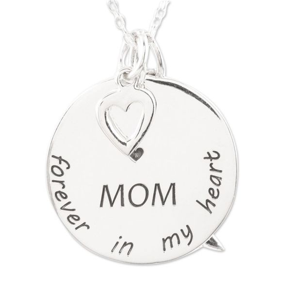 Alternate image for Mother Themed Sterling Silver Pendant Necklace Forever In My Heart