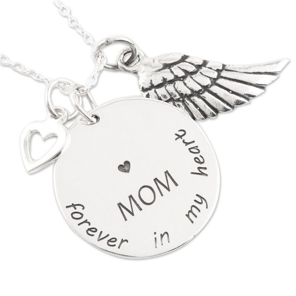 Alternate image for Mother Themed Sterling Silver Pendant Necklace Forever In My Heart