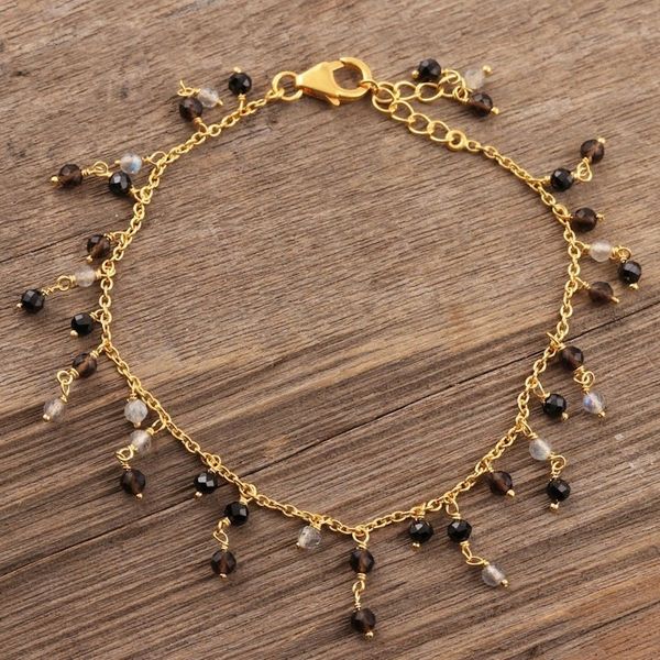 Alternate image for Gold Plated Multi-Gemstone Charm Bracelet from India Magical Dangle