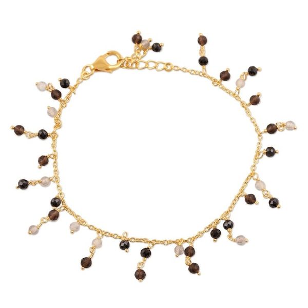 Alternate image for Gold Plated Multi-Gemstone Charm Bracelet from India Magical Dangle