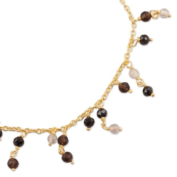 Alternate image for Gold Plated Multi-Gemstone Charm Bracelet from India Magical Dangle