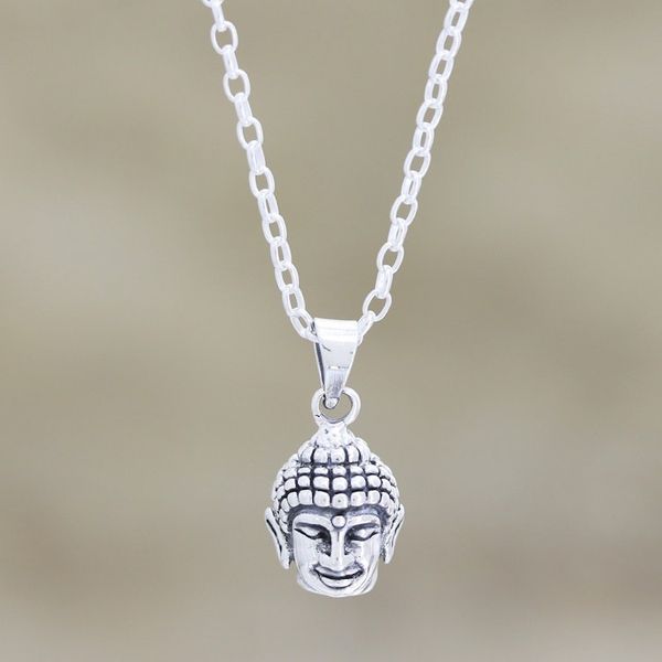 Alternate image for Calm Buddha Pendant Necklace in Sterling Silver Calm Buddha