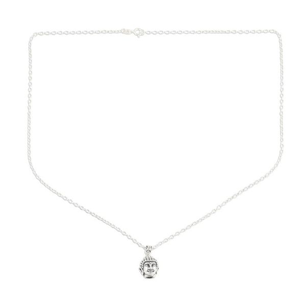 Alternate image for Calm Buddha Pendant Necklace in Sterling Silver Calm Buddha
