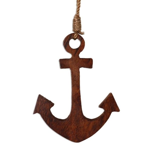 Alternate image for Wood Anchor Ornaments Handmade in India Set of 3 Anchors Aweigh