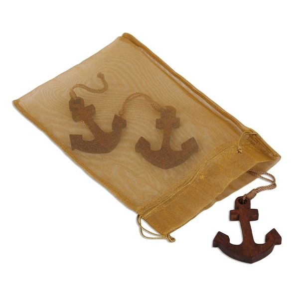 Alternate image for Wood Anchor Ornaments Handmade in India Set of 3 Anchors Aweigh