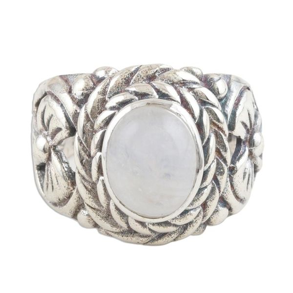 Alternate image for Sterling Silver and Rainbow Moonstone Cocktail Ring Misty Appeal