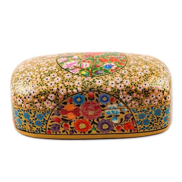 Alternate image for Hand Painted Floral Papier Mache Box Kashmir Blossoms