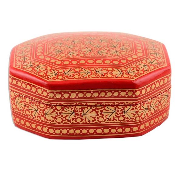 Alternate image for Elegant Papier Mache and Wood Trinket Box Kashmir Radiance