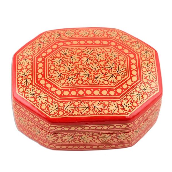 Alternate image for Elegant Papier Mache and Wood Trinket Box Kashmir Radiance