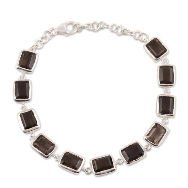 Alternate image for Smoky Quartz Link Bracelet from India Dark Rectangles