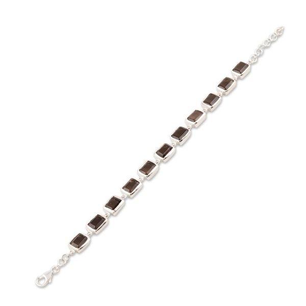 Alternate image for Smoky Quartz Link Bracelet from India Dark Rectangles