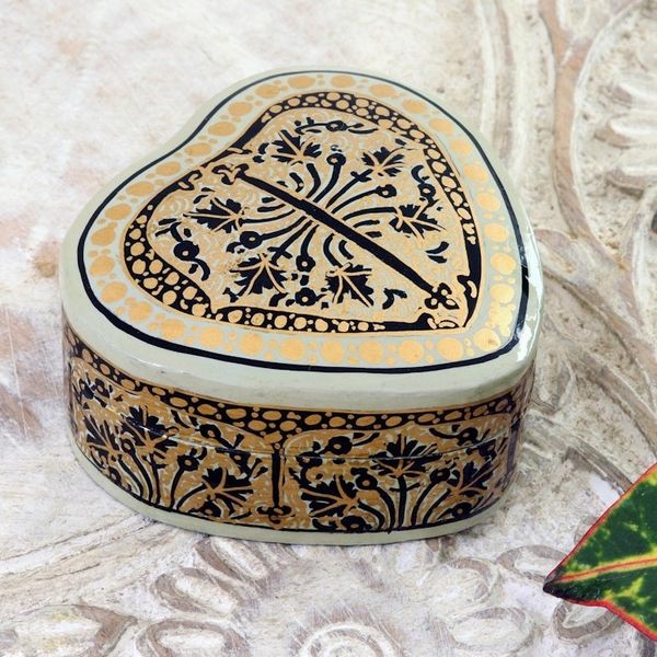 Alternate image for Heart-Shaped Hand Painted Decorative Box Srinagar Heart