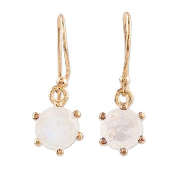 Alternate image for Gold-Plated Rainbow Moonstone Dangle Earrings from India Misty Freeze