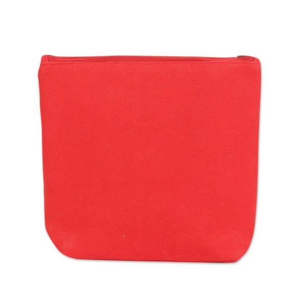 Alternate image for Red Embroidered Cotton Cosmetic Bag from India Candy Apple