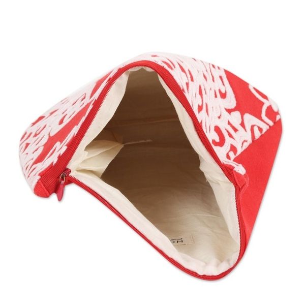 Alternate image for Red Embroidered Cotton Cosmetic Bag from India Candy Apple