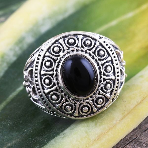 Alternate image for Sterling Silver Black Onyx Dome Ring Majestic at Midnight