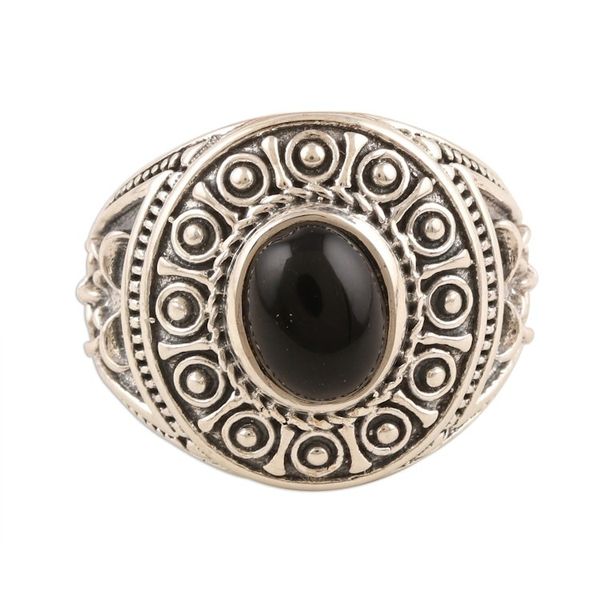 Alternate image for Sterling Silver Black Onyx Dome Ring Majestic at Midnight