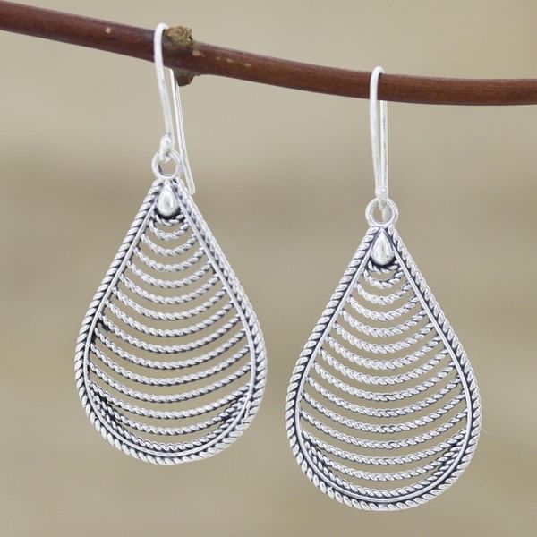 Alternate image for Teardrop-Shaped Sterling Silver Earrings Yamuna Tears