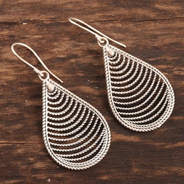 Alternate image for Teardrop-Shaped Sterling Silver Earrings Yamuna Tears