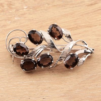 Alternate image for Dazzling Smoky Quartz Brooch Pin from India Harvest Decadence
