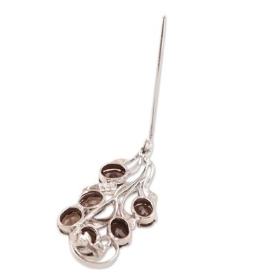Alternate image for Dazzling Smoky Quartz Brooch Pin from India Harvest Decadence