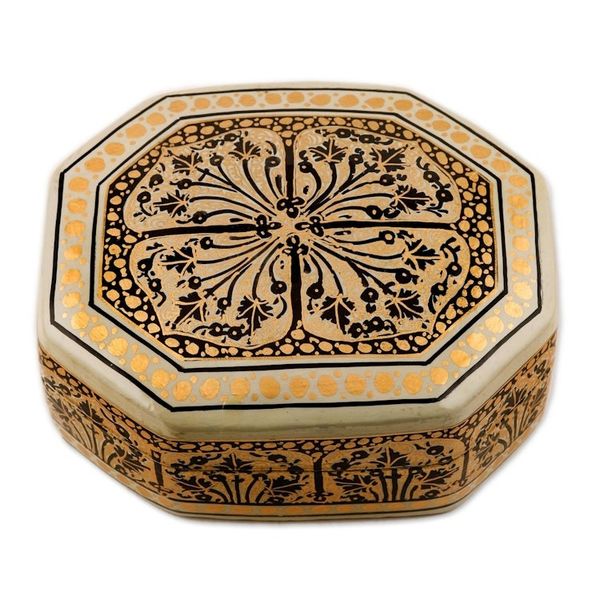 Alternate image for Black and Gold Hand Painted Decorative Wood Box Srinagar Legacy