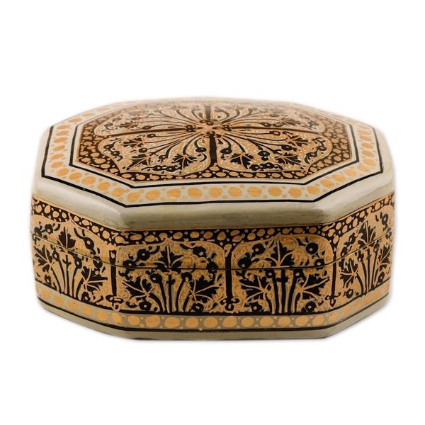 Alternate image for Black and Gold Hand Painted Decorative Wood Box Srinagar Legacy